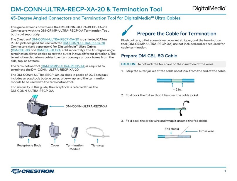Crestron Digital Media DM-CONN-ULTRA-RECP-XA-20 quick start