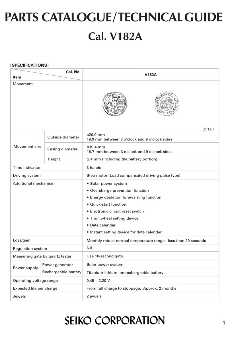 Seiko V182A Parts catalogue /technical guide