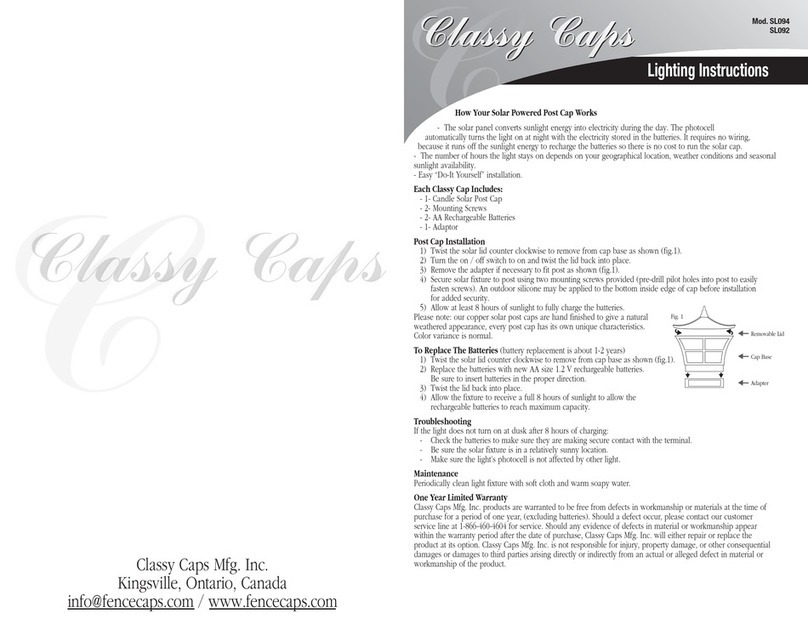 Classy Caps SL094 Lighting instructions