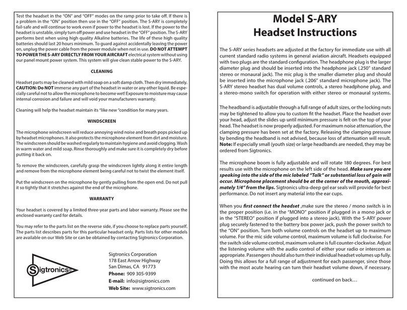 Sigtronics S-ARY Series User manual