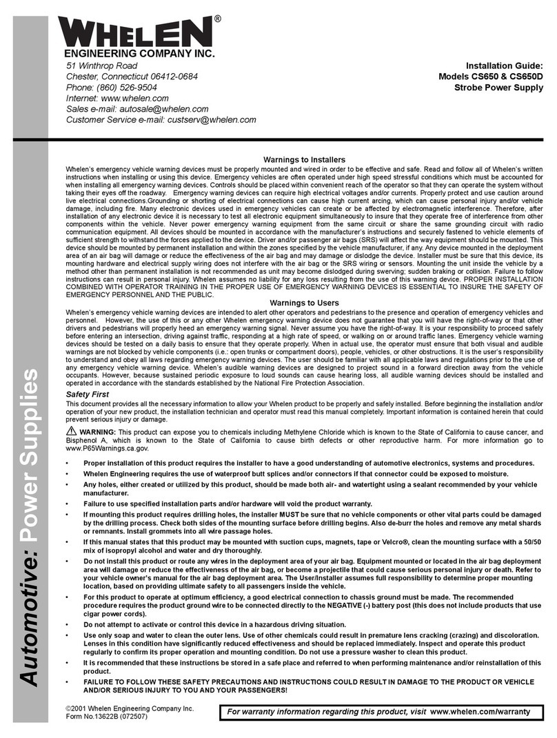 Whelen Engineering Company CS650 User manual
