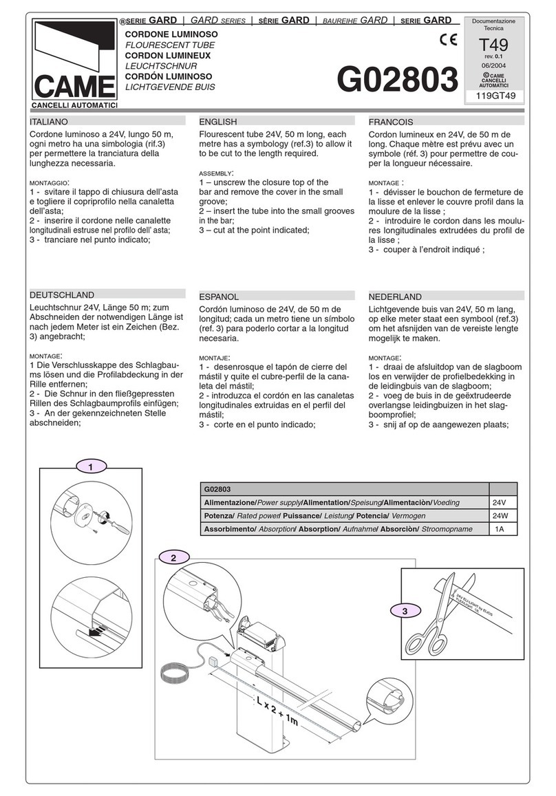 CAME GARD series instructions