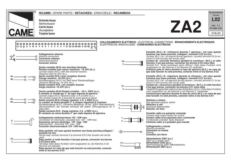 CAME ZA2 User manual