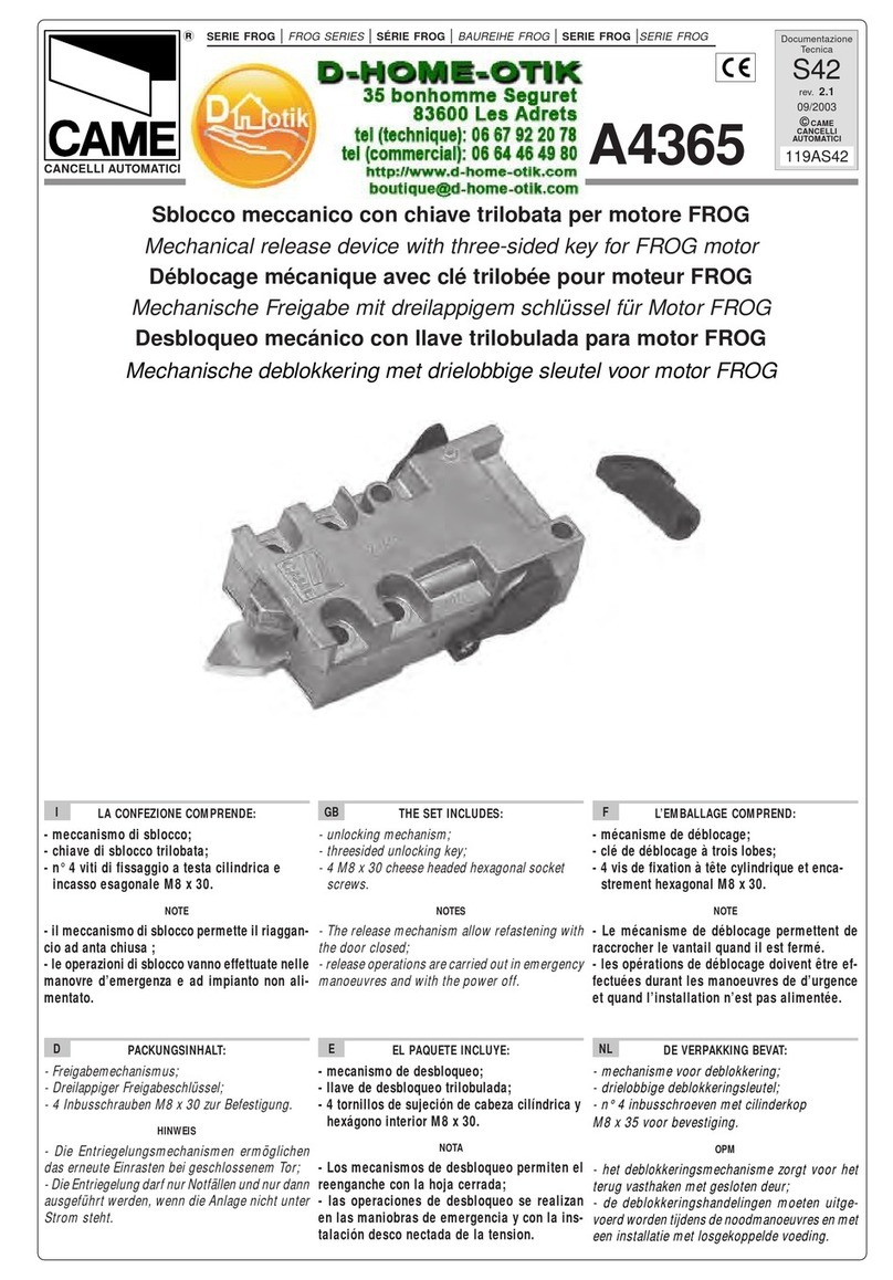 CAME FROG series instructions