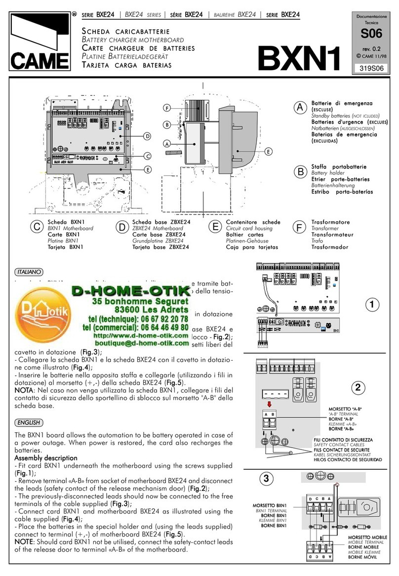 CAME BXE 24 instructions