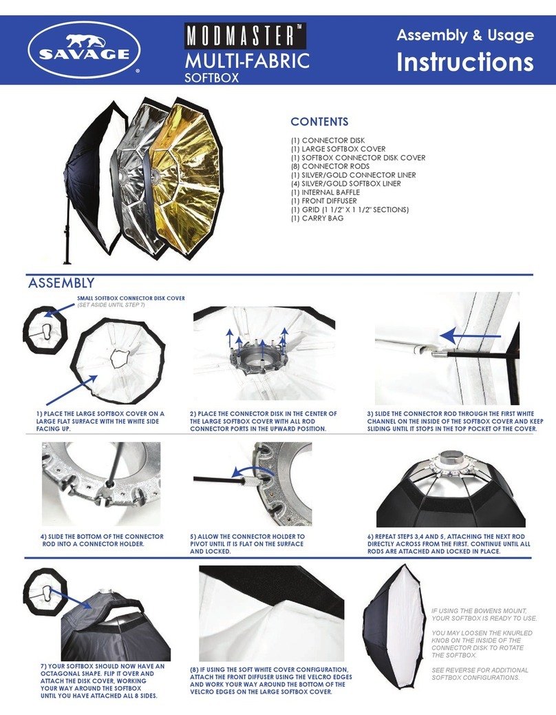 Savage MODMASTER MULTI-FABRIC SOFTBOX Assembly & Usage Instructions Savage MODMASTER MULTI-FABRIC SOFTBOX Assembly & Usage Instructions