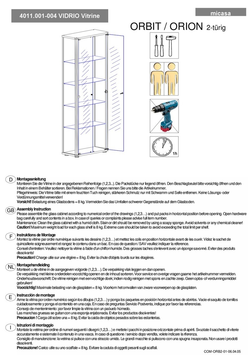 Micasa VIDRIO Vitrine 4011.001 Assembly instruction Micasa VIDRIO Vitrine 4011.001 Assembly instruction