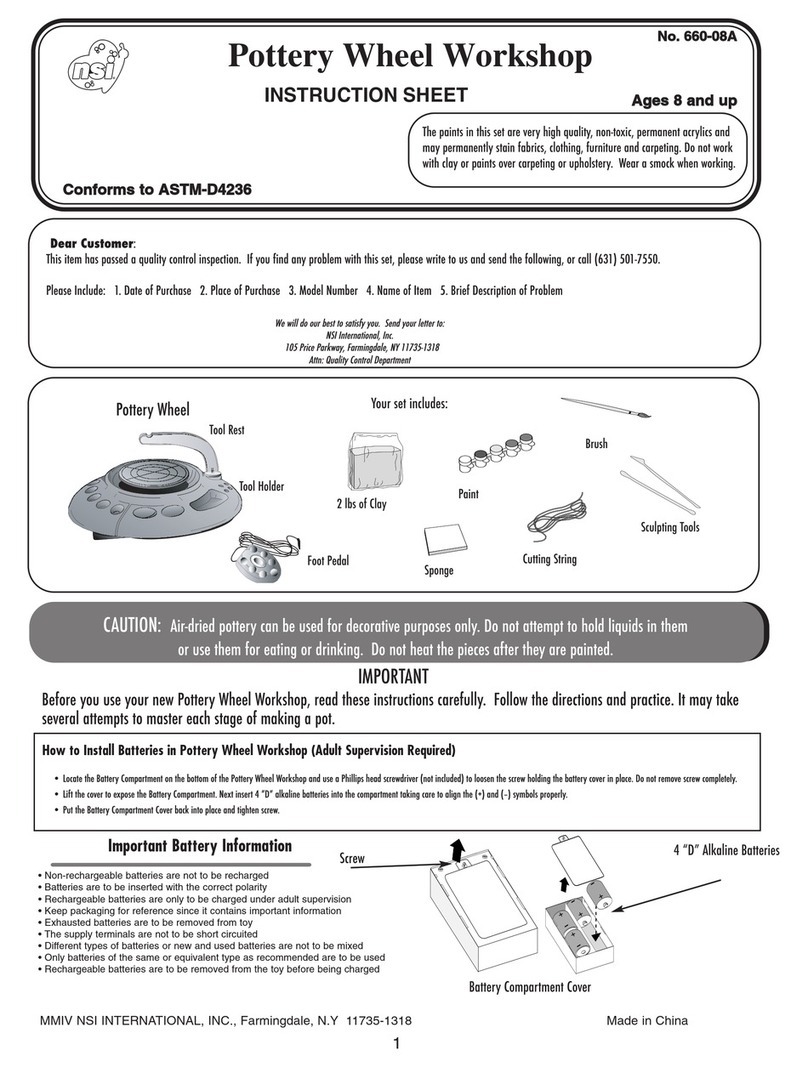 NSI Pottery Wheel Workshop instruction sheet