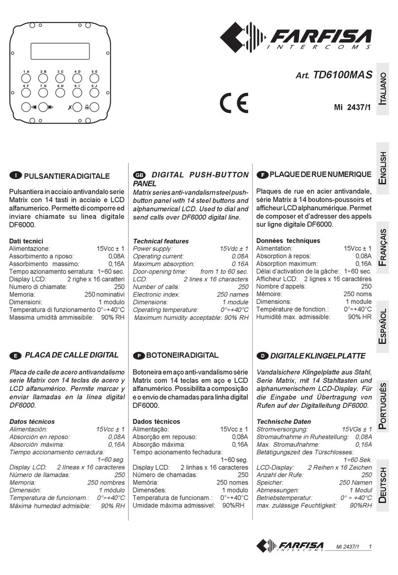 FARFISA INTERCOMS Matrix Series User manual