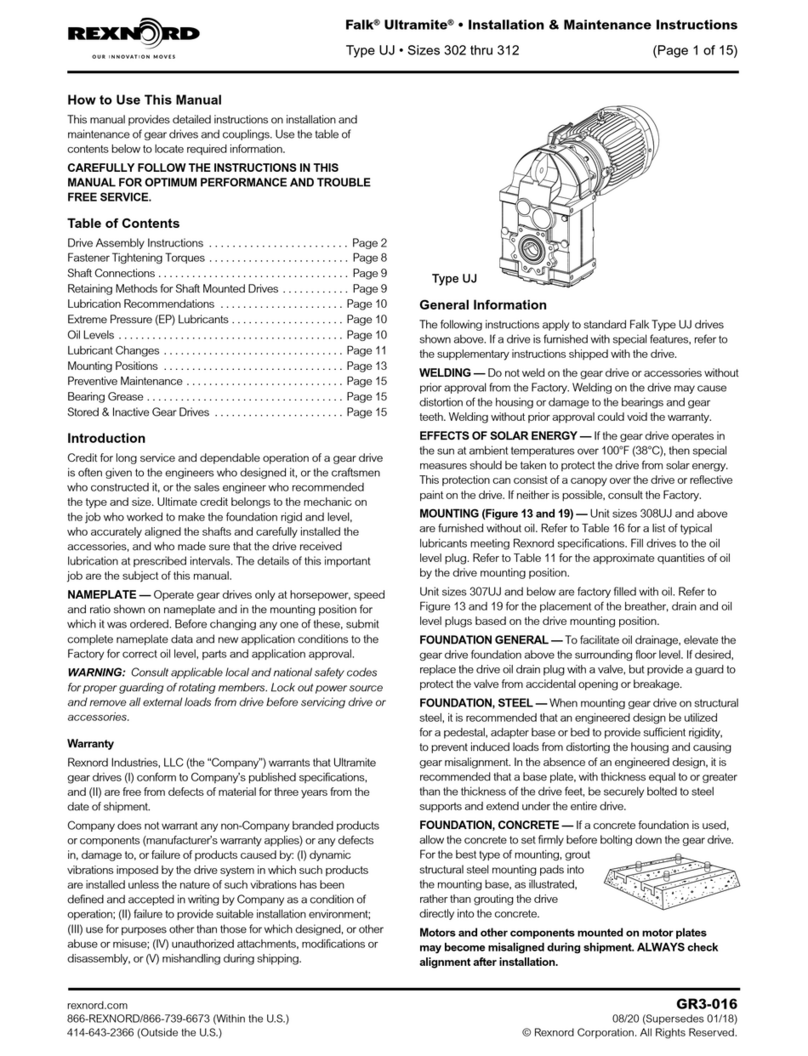 Rexnord Falk Ultramite UJ 302 Installation and operating instructions