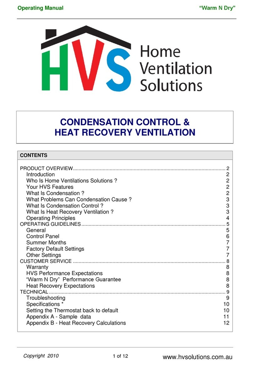 HVS "Warm N Dry" HVS1 operating manual