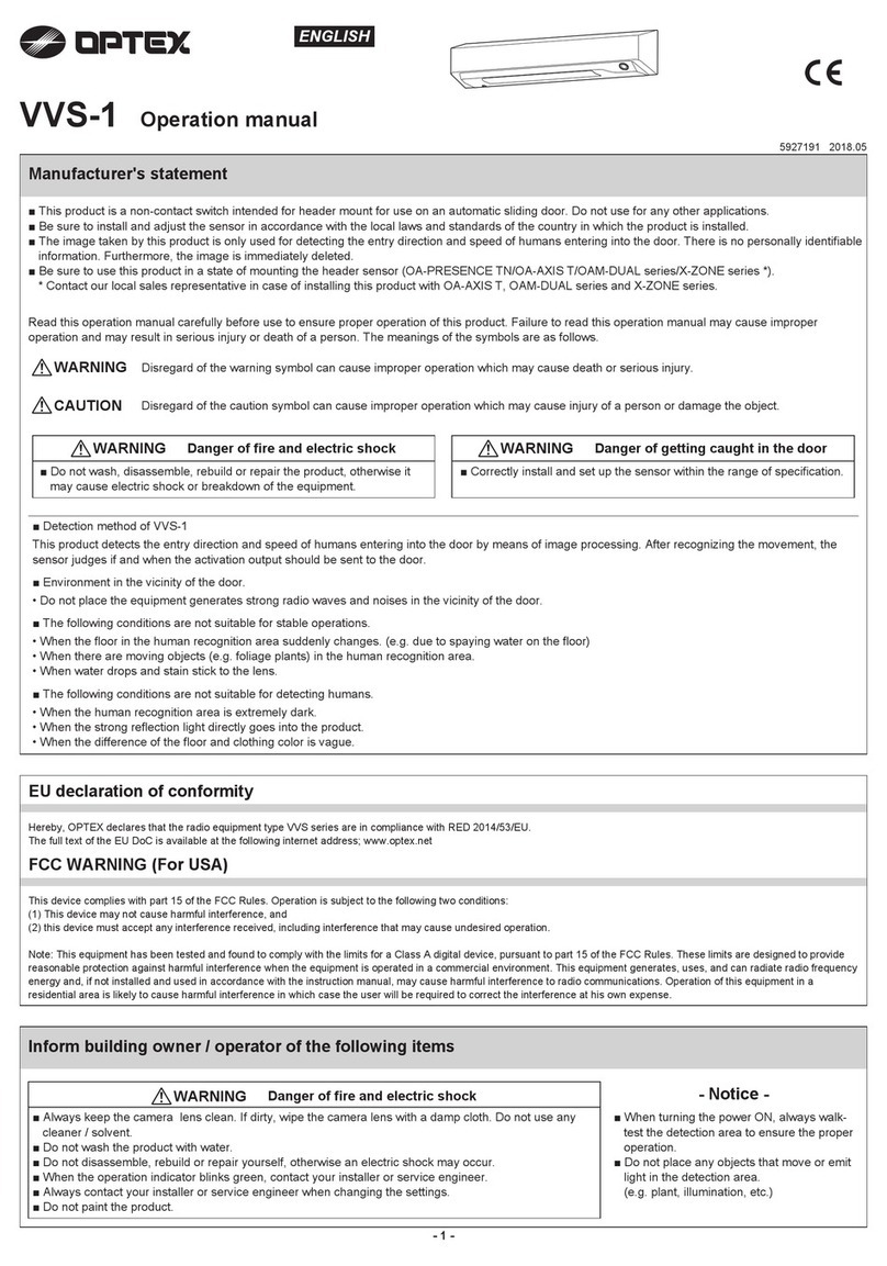 Optex VVS-1 Operation manual Optex VVS-1 Operation manual