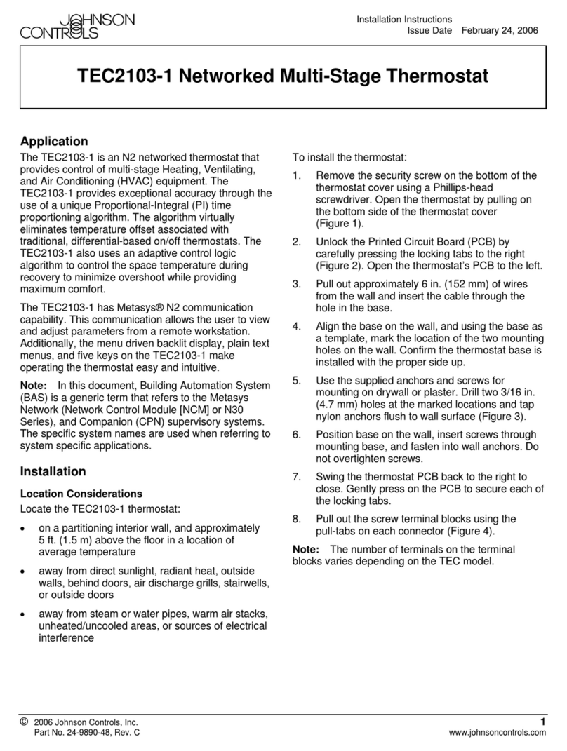 Johnson Controls TEC2103-1 installation instructions Johnson Controls TEC2103-1 installation instructions