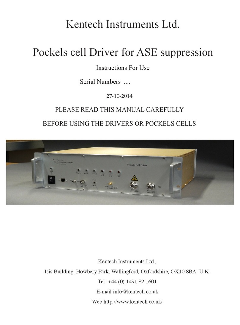Kentech Instruments Pockels cell Driver Instructions for use