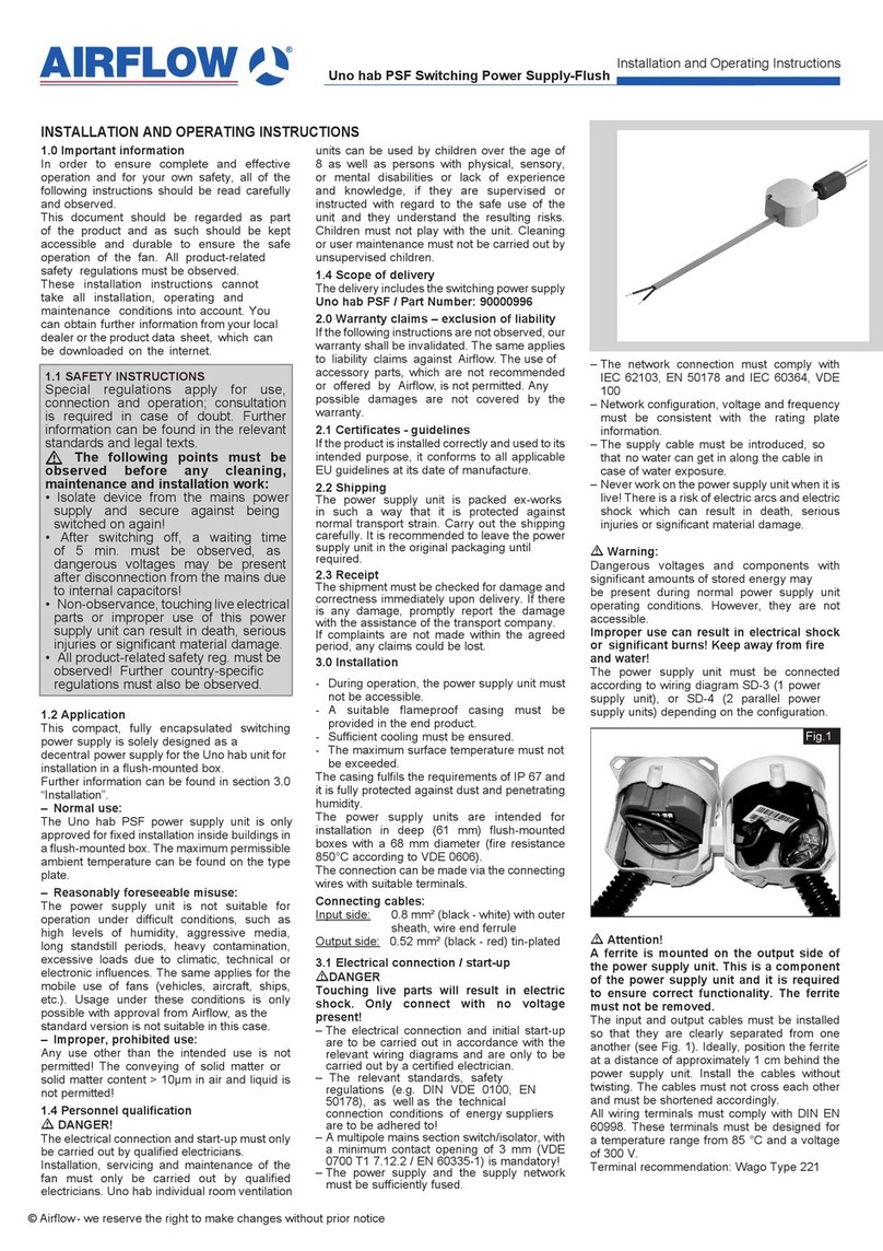 Airflow Uno hab PSF Installation and operating instructions