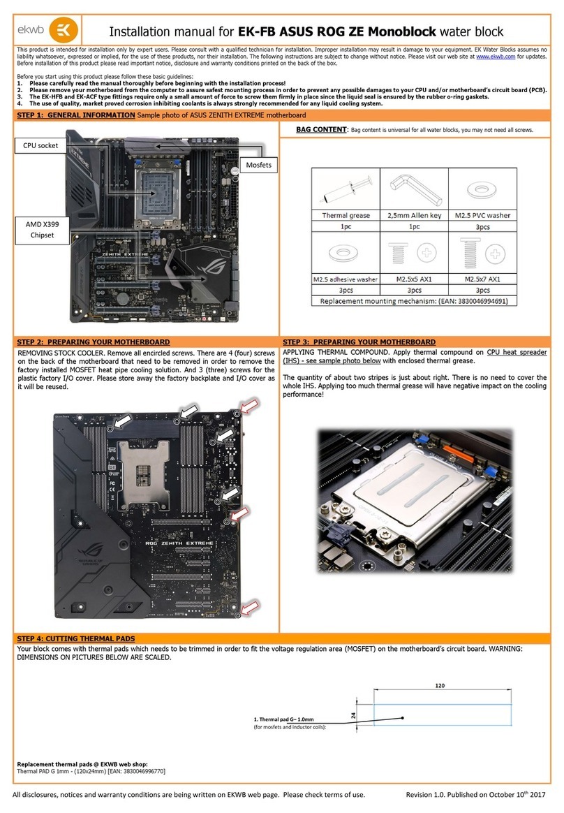ekwb EK-FB ASUS ROG ZE Monoblock User manual