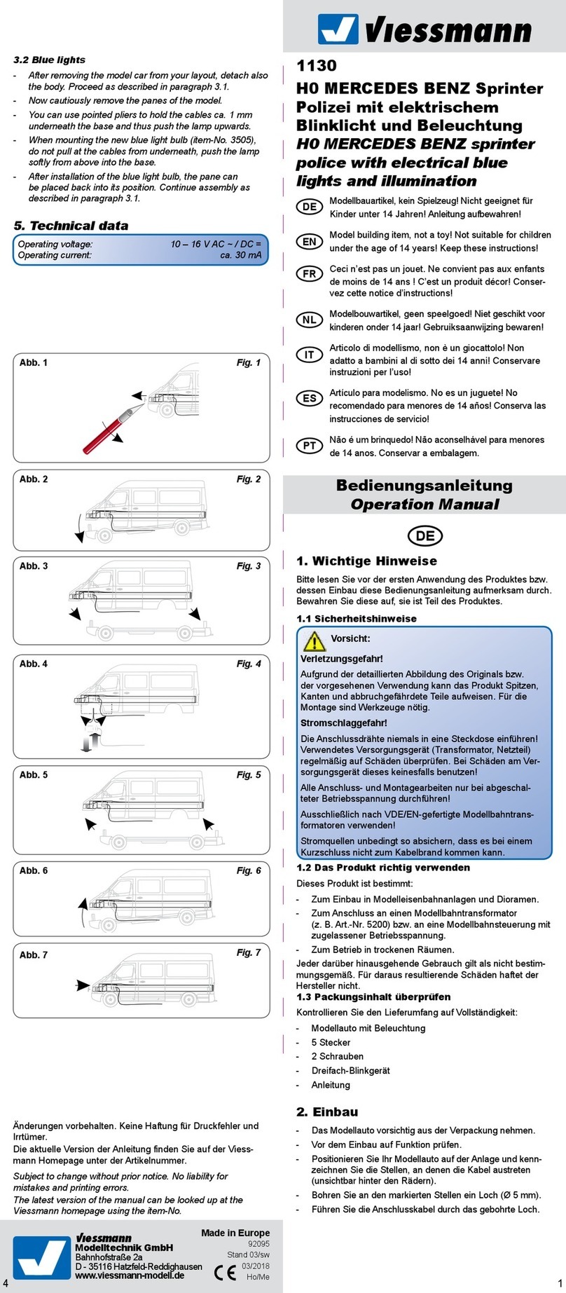 Viessmann 1130 Operation manual
