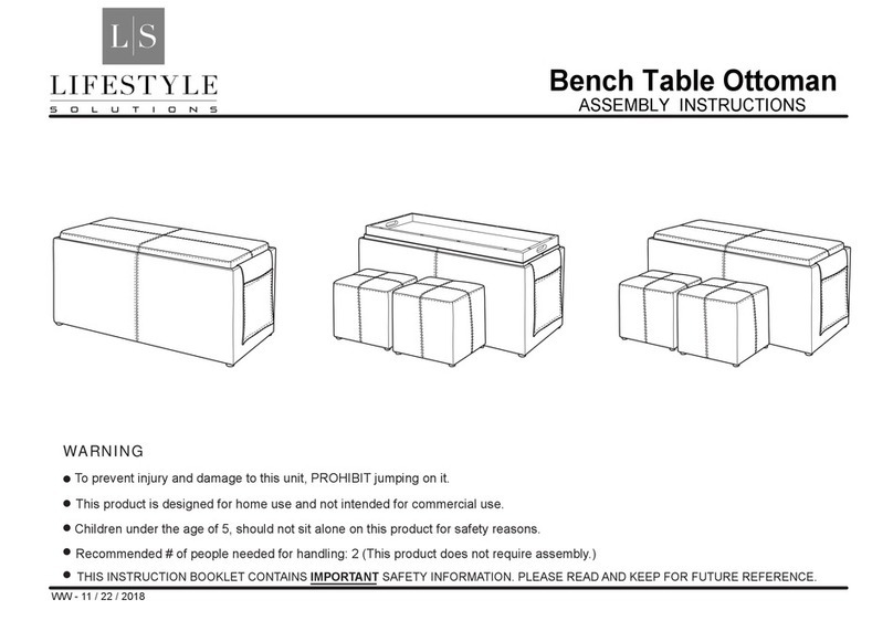 Lifestyle Solutions Bench Table Ottoman Assembly instructions