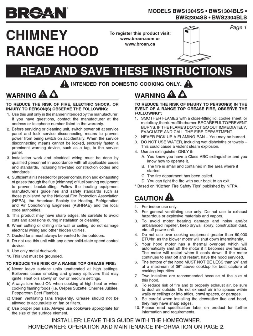 Broan BWS1304SS User manual