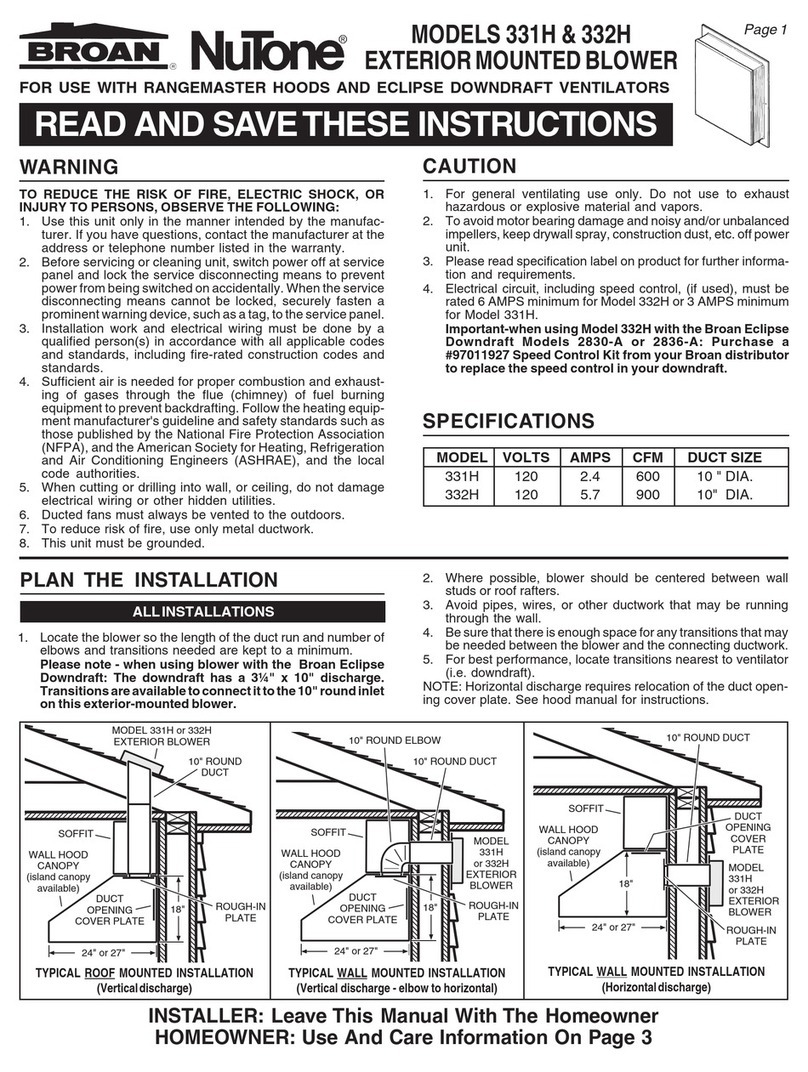 Broan NuTone 331H instructions Broan NuTone 331H instructions