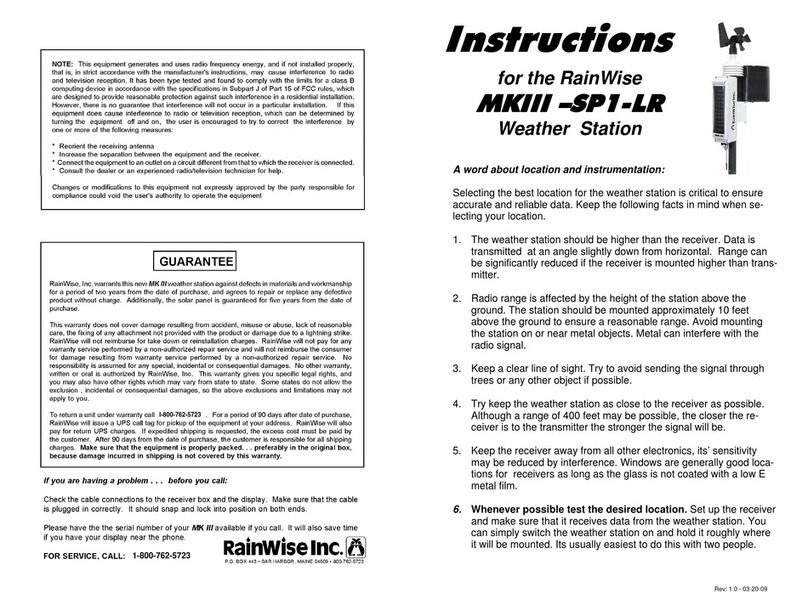 RainWise MKIII-SP1-LR User manual