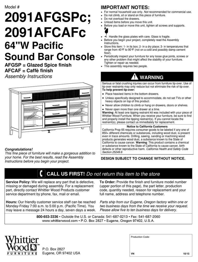 Whittier Wood Furniture 2091AFGSPc Assembly instructions