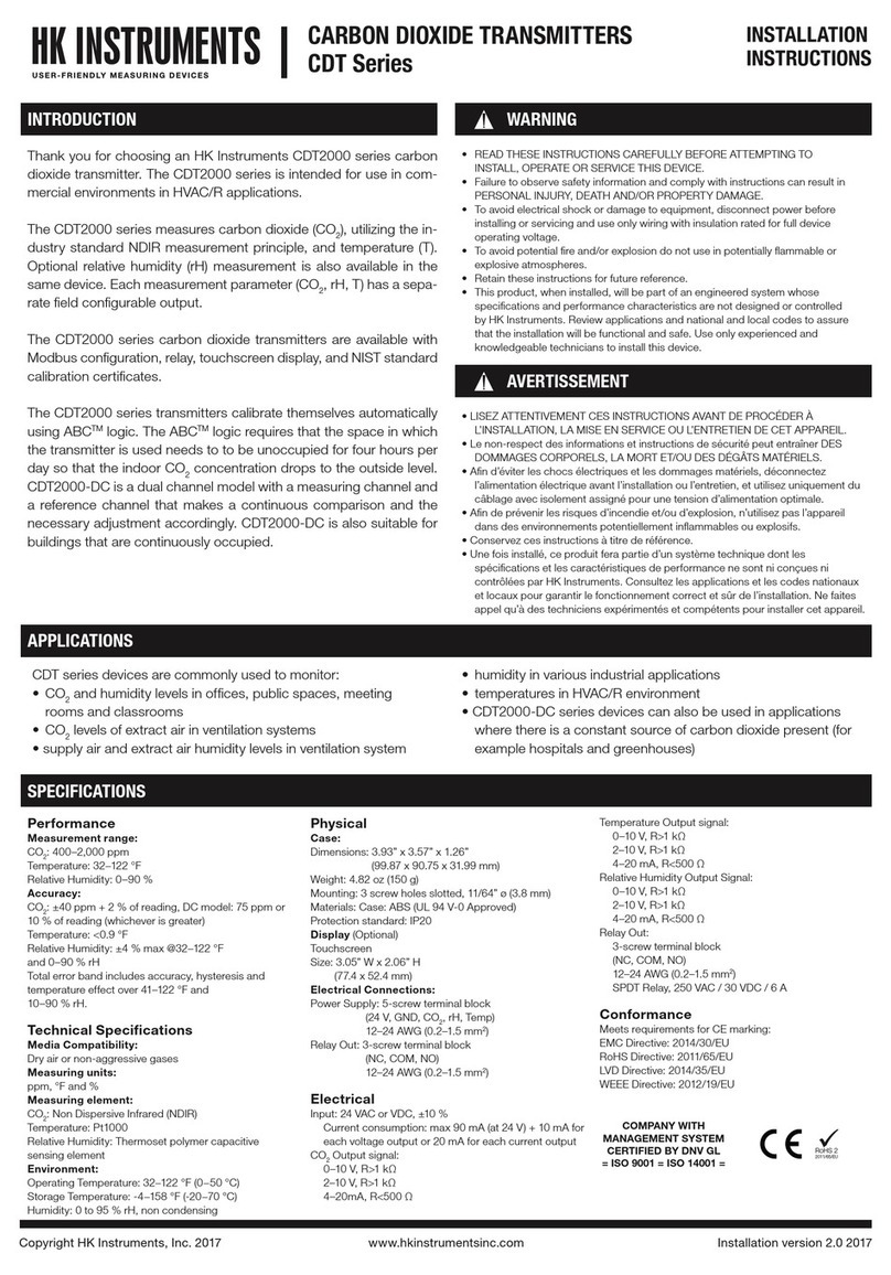 HK Instruments CDT Series installation instructions HK Instruments CDT Series installation instructions