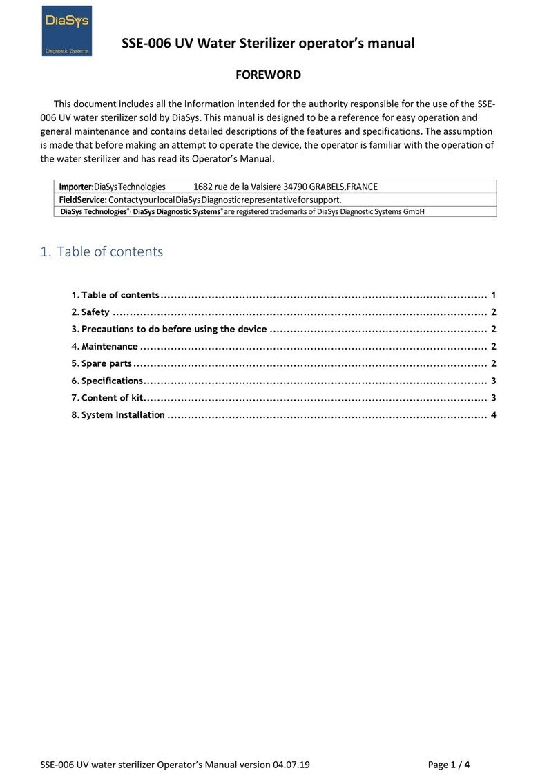 DiaSys SSE-006 Operator's manual