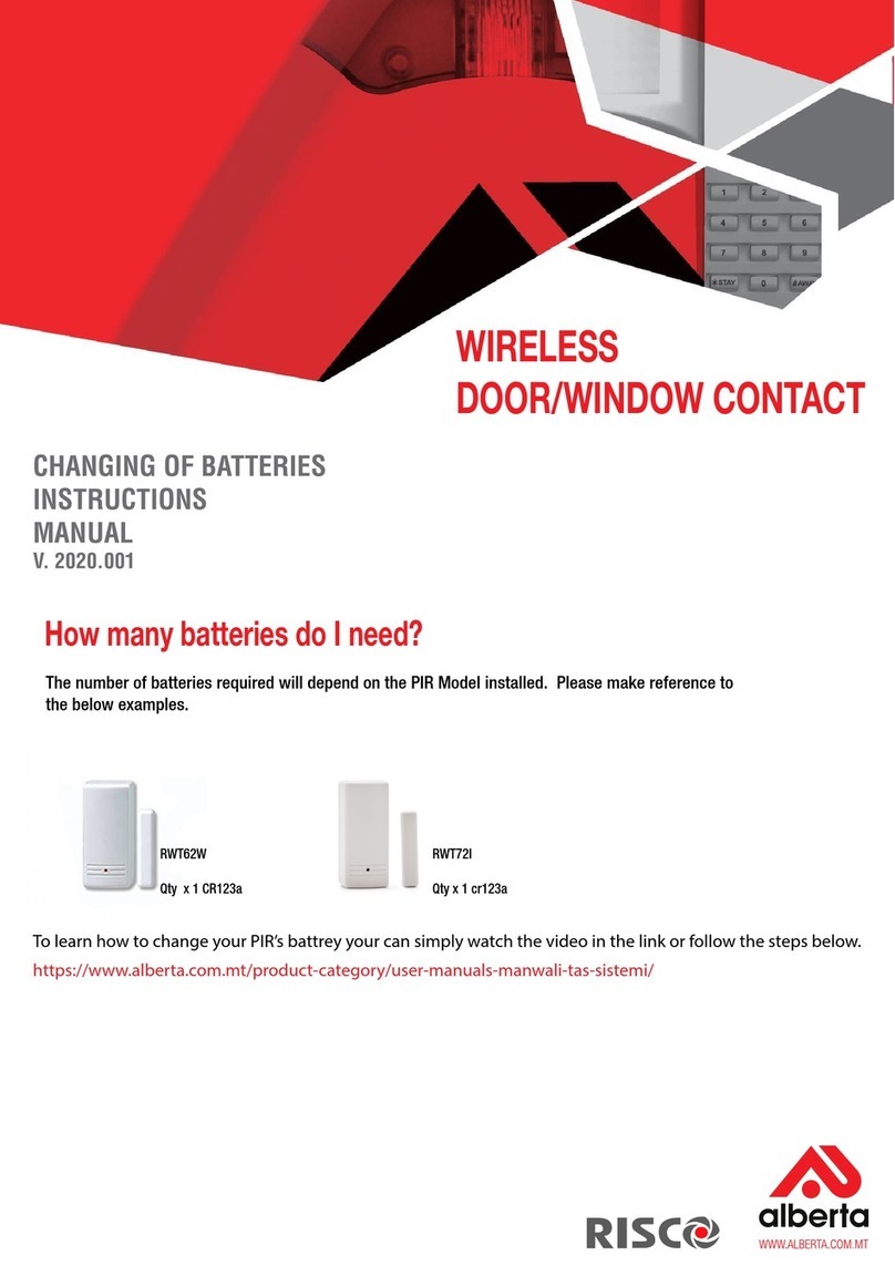 alberta RISCO RWT62W CHANGING OF BATTERIES INSTRUCTIONS MANUAL