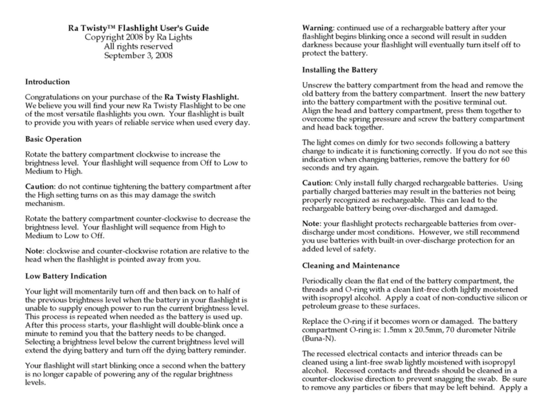 Ra Lights Ra Twisty Flashlight User manual