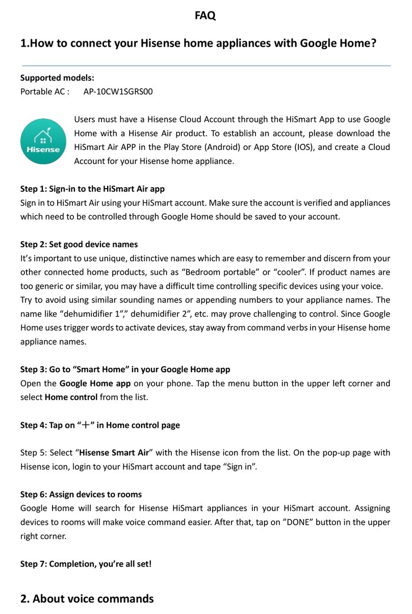 Hisense AP-10CW1SGRS00 Installation guide