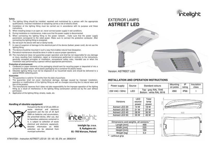 Intelight Astreet LED Installation and operation instructions