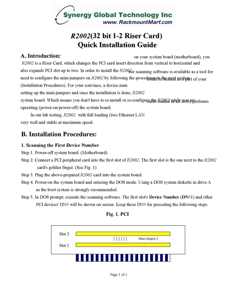 Synergy Global Technology R2002 Quick installation guide