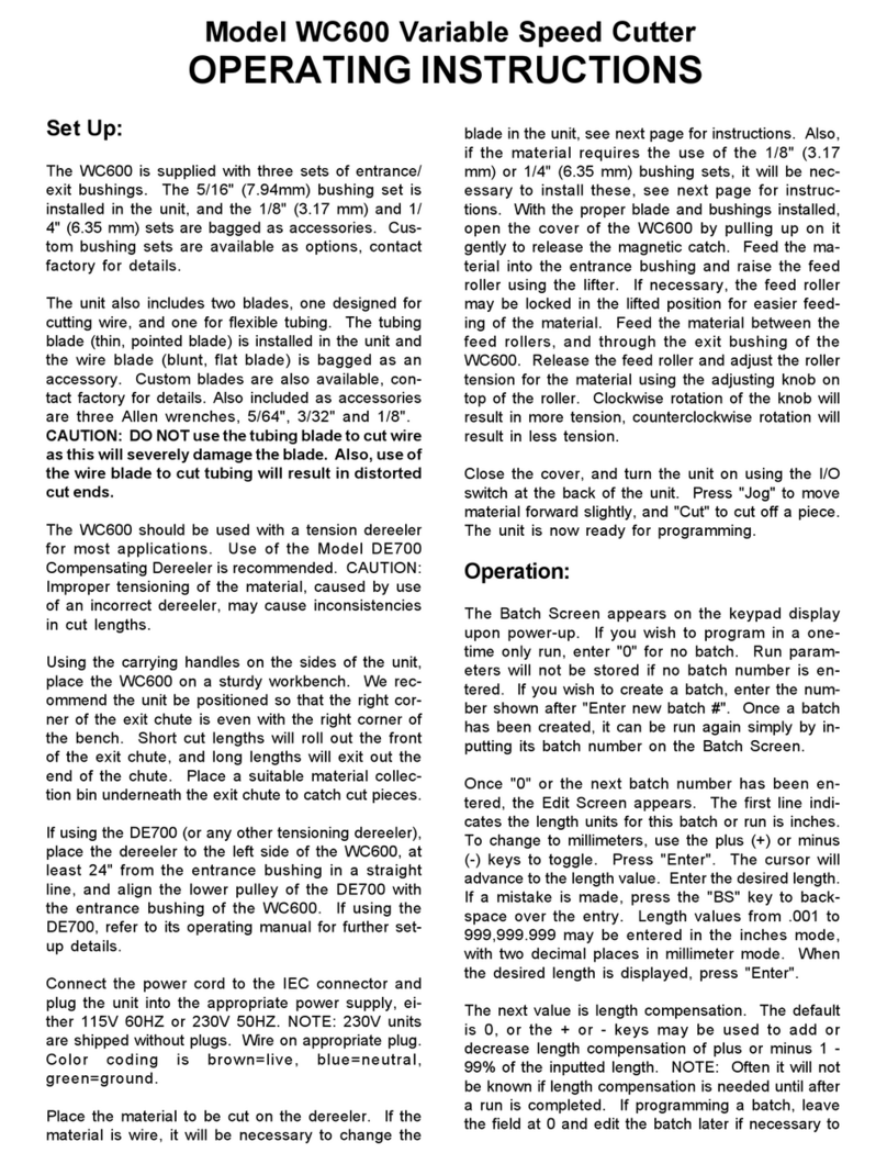 Eraser WC600 operating instructions