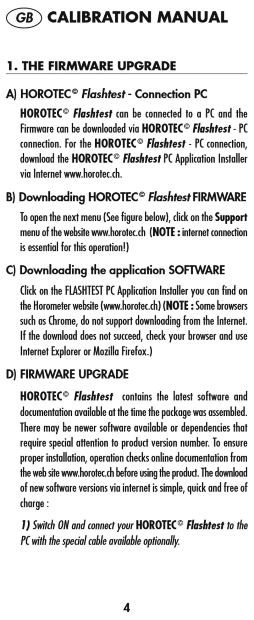 Horotec FLASHTEST Calibration manual