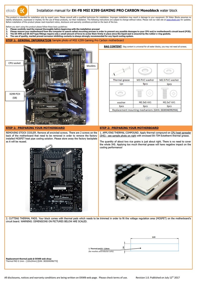 ekwb EK-FB MSI X299 GAMING PRO CARBON Monoblock User manual