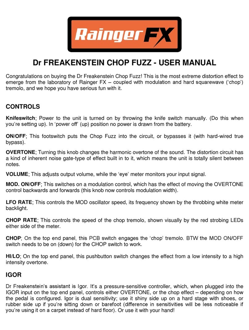 Rainger FX Dr FREAKENSTEIN CHOP FUZZ user manual Rainger FX Dr FREAKENSTEIN CHOP FUZZ user manual