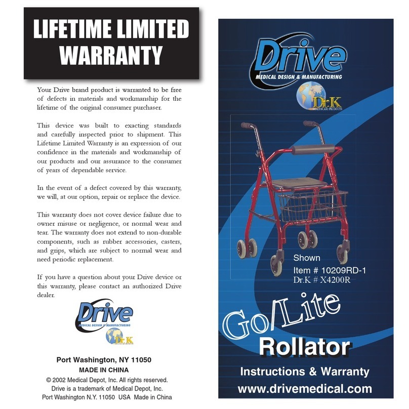 Drive Dr.K Go/Lite 10209RD-1 Instructions & warranty