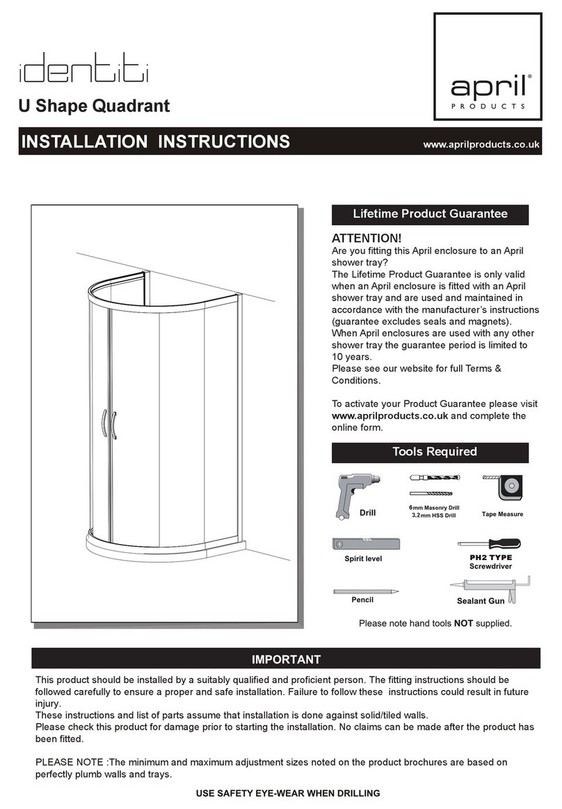 April identiti U Shape Quadrant installation instructions