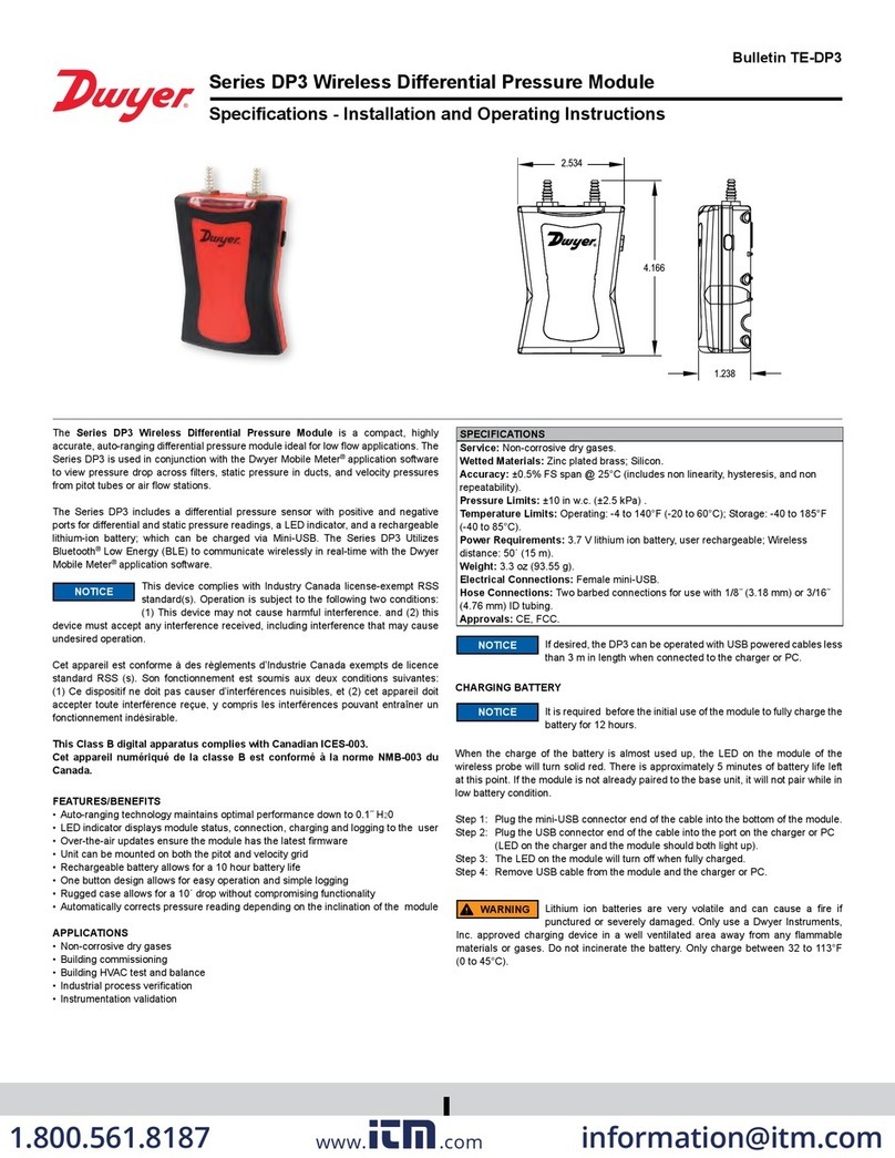 Dwyer Instruments DP3 Series Installation and operating instructions
