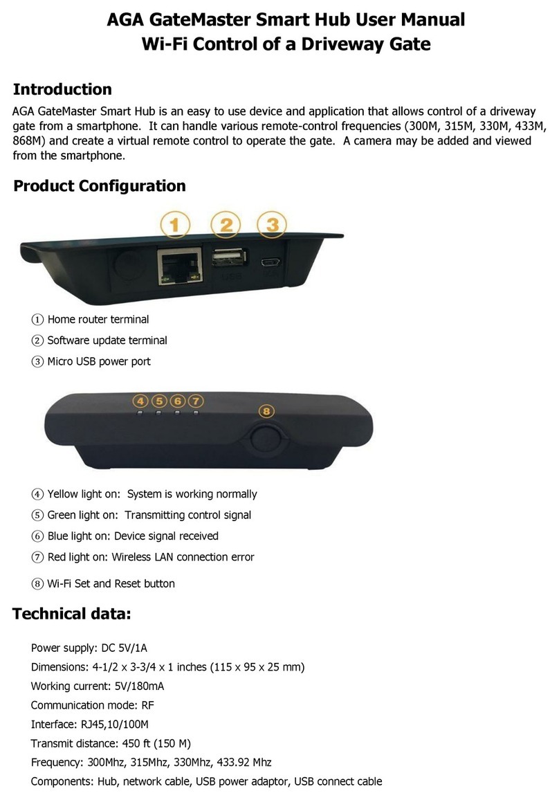Amazing Gates AGA GateMaster Smart Hub User manual