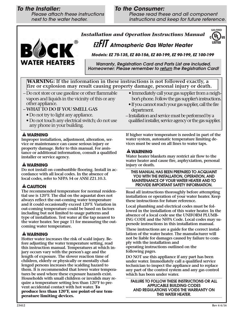 Bock Water heaters EZFIT Installation and operation instruction manual