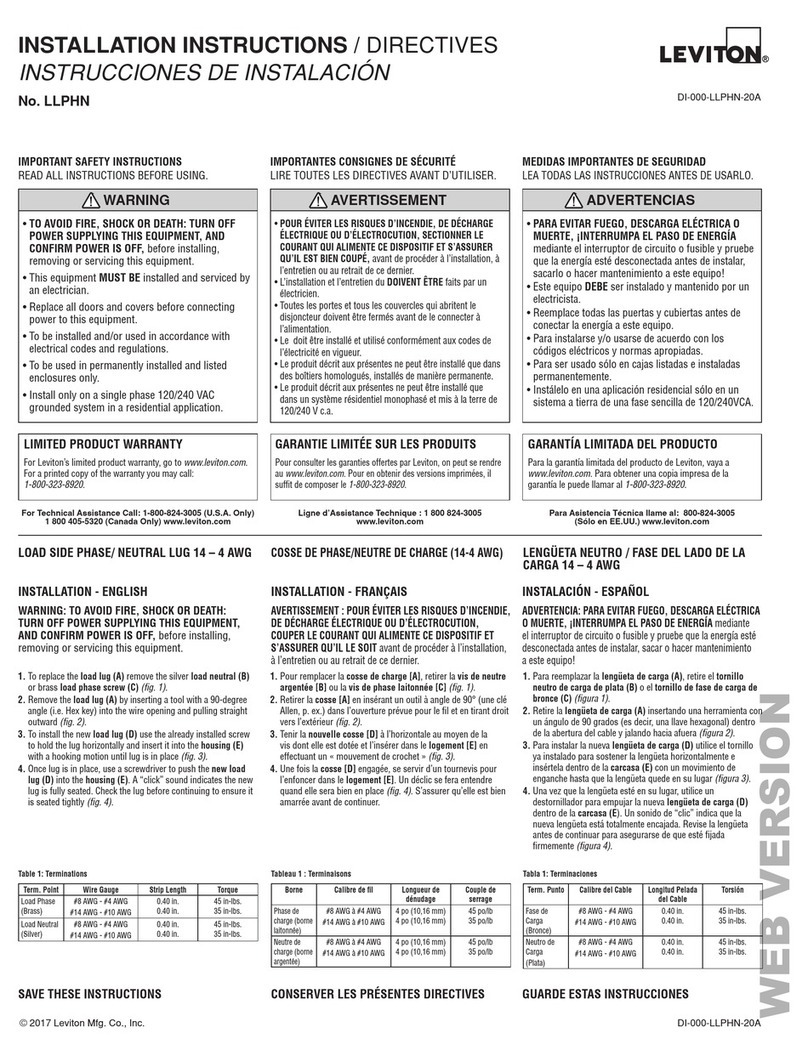Leviton LLPHN installation instructions