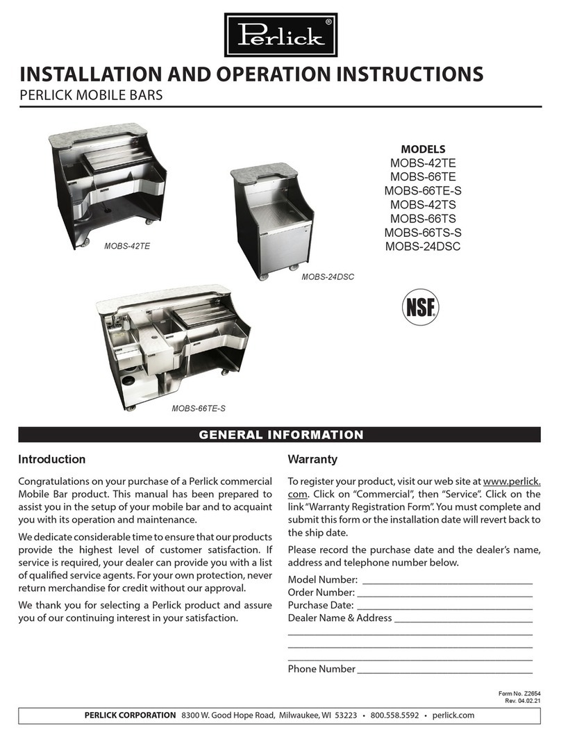 Perlick MOBS-42TE Installation and operation instructions