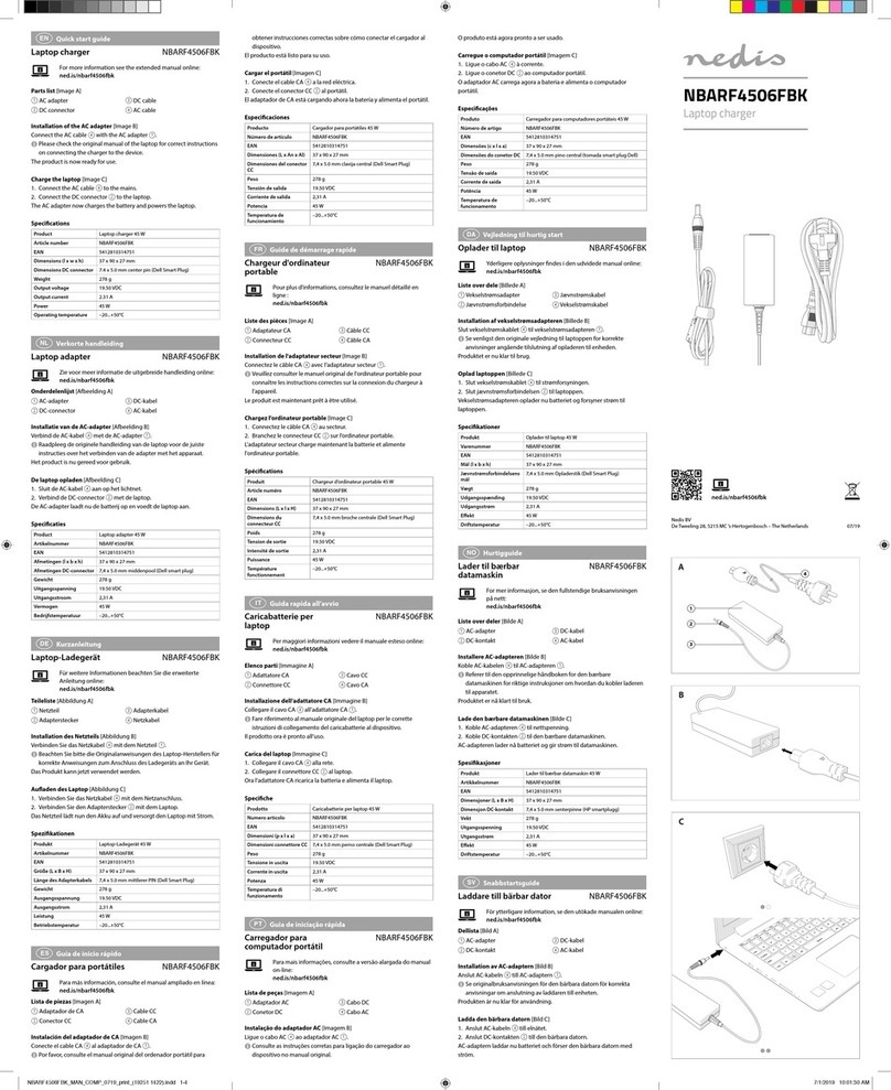 nedis NBARF4506FBK quick start guide