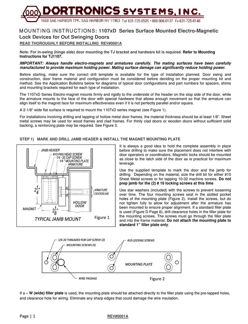 DORTRONICS SYSTEMS 1107 D Series Mounting instructions DORTRONICS SYSTEMS 1107 D Series Mounting instructions