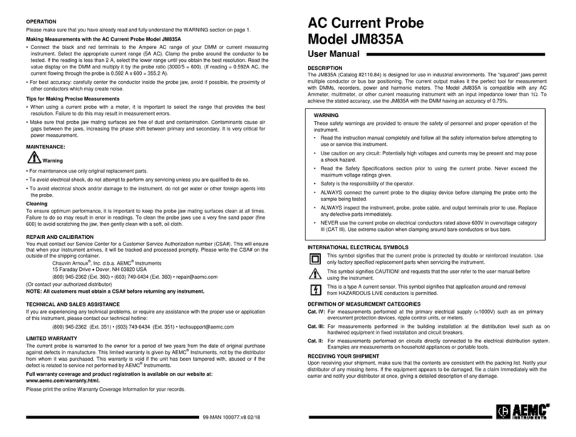AEMC instruments JM835A User manual