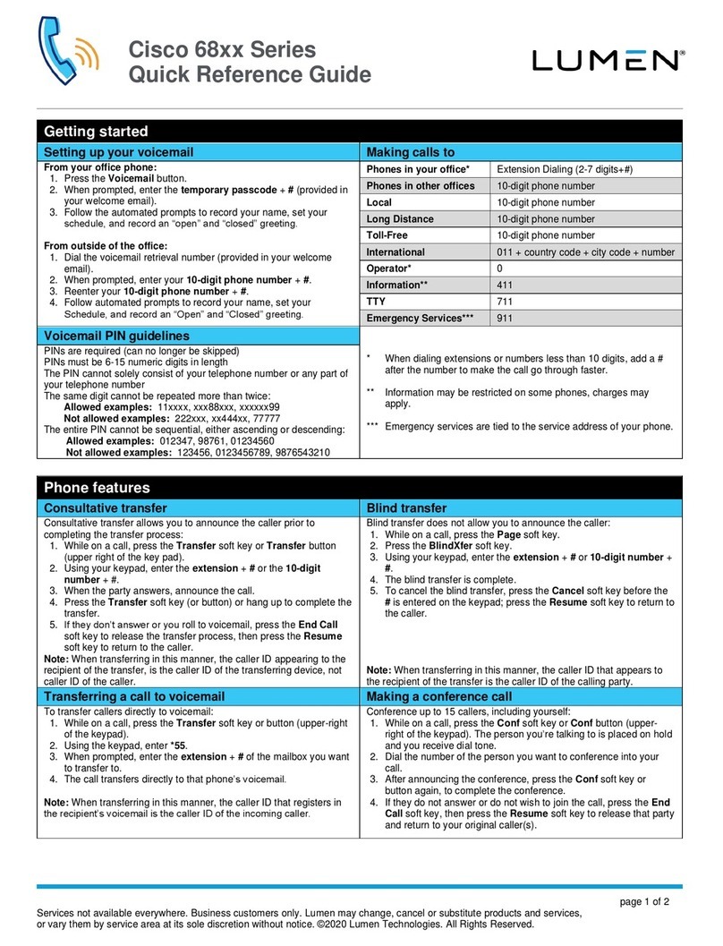 Lumen Cisco 68 Series Quick reference guide