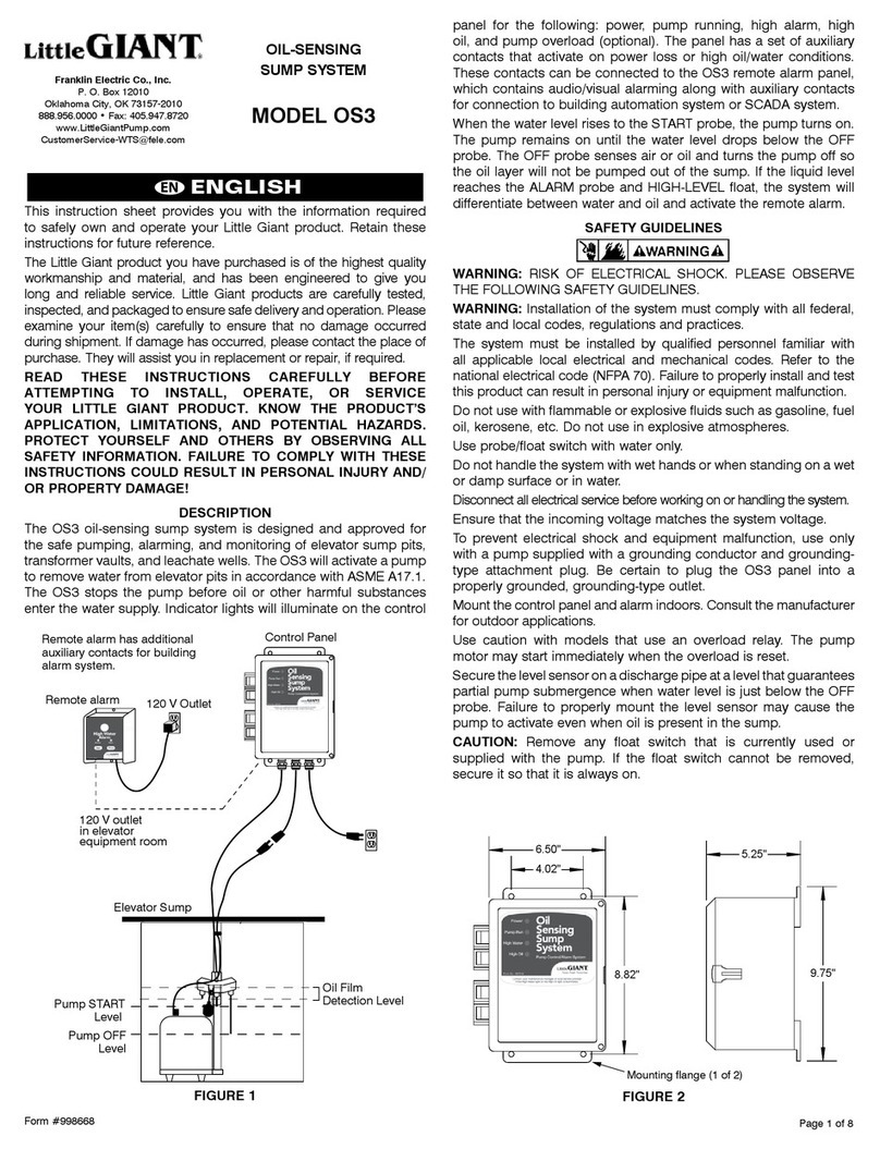 Franklin Electric Little Giant OS3 instruction sheet Franklin Electric Little Giant OS3 instruction sheet