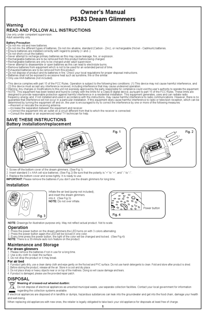 Bestway Dream Glimmers owner's manual